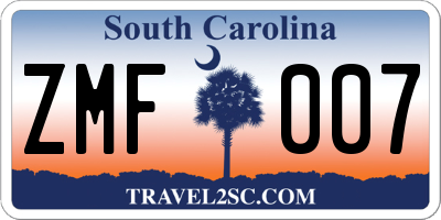 SC license plate ZMF007