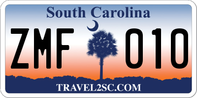 SC license plate ZMF010