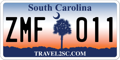 SC license plate ZMF011