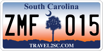 SC license plate ZMF015