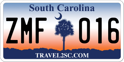 SC license plate ZMF016