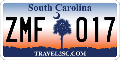 SC license plate ZMF017