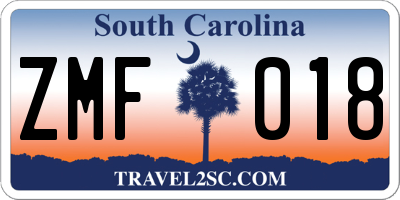 SC license plate ZMF018