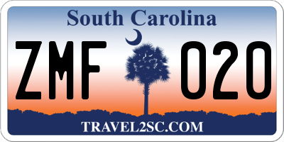 SC license plate ZMF020