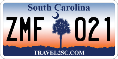 SC license plate ZMF021
