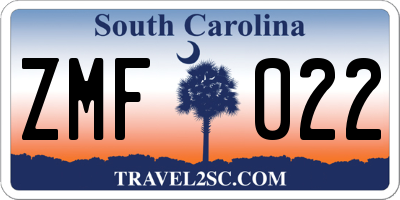 SC license plate ZMF022