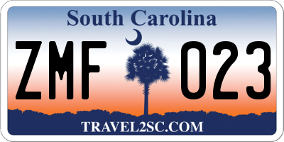 SC license plate ZMF023