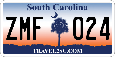 SC license plate ZMF024