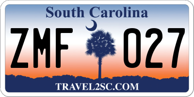 SC license plate ZMF027