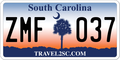 SC license plate ZMF037