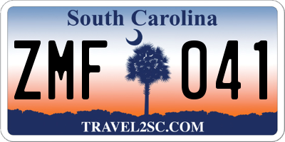 SC license plate ZMF041