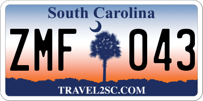 SC license plate ZMF043