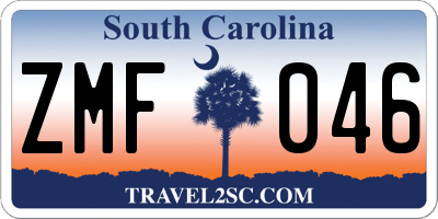 SC license plate ZMF046
