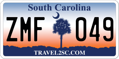 SC license plate ZMF049