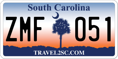 SC license plate ZMF051