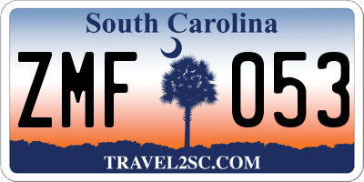 SC license plate ZMF053