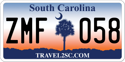 SC license plate ZMF058