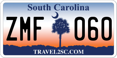 SC license plate ZMF060