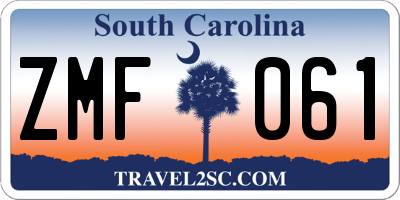 SC license plate ZMF061