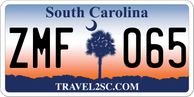 SC license plate ZMF065