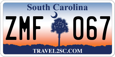 SC license plate ZMF067
