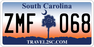 SC license plate ZMF068