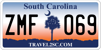 SC license plate ZMF069