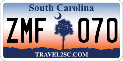 SC license plate ZMF070