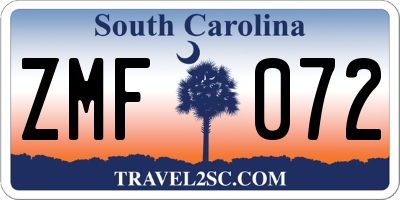 SC license plate ZMF072