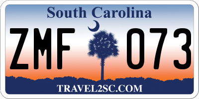 SC license plate ZMF073