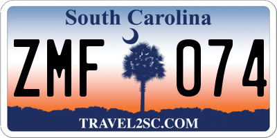 SC license plate ZMF074