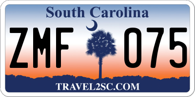 SC license plate ZMF075