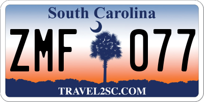 SC license plate ZMF077