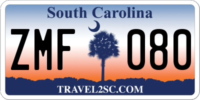 SC license plate ZMF080