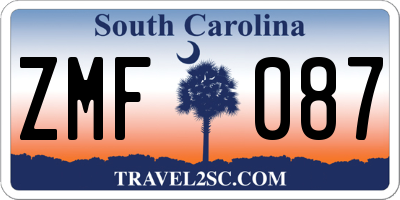 SC license plate ZMF087