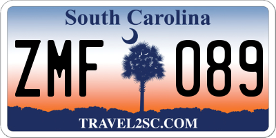 SC license plate ZMF089