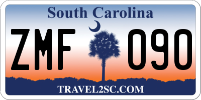SC license plate ZMF090