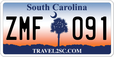 SC license plate ZMF091