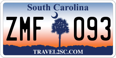 SC license plate ZMF093