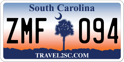 SC license plate ZMF094