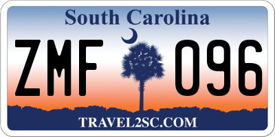 SC license plate ZMF096