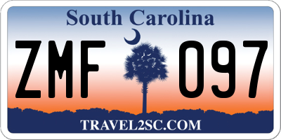 SC license plate ZMF097