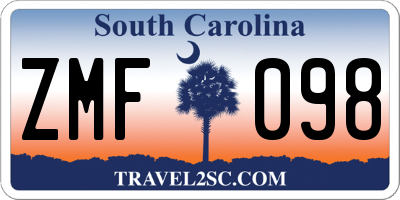 SC license plate ZMF098