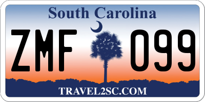 SC license plate ZMF099