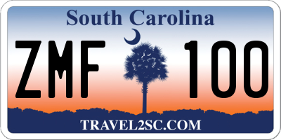 SC license plate ZMF100