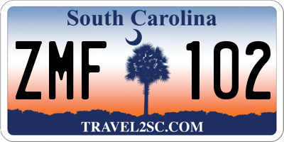 SC license plate ZMF102