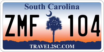 SC license plate ZMF104