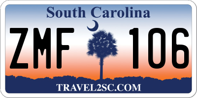 SC license plate ZMF106