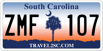 SC license plate ZMF107