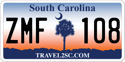 SC license plate ZMF108
